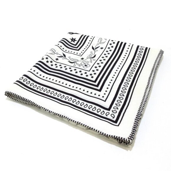 HERMES Carrejean/Shawl Carre 140 White Black Cashmere Silk Scarf - Picture 1 of 7